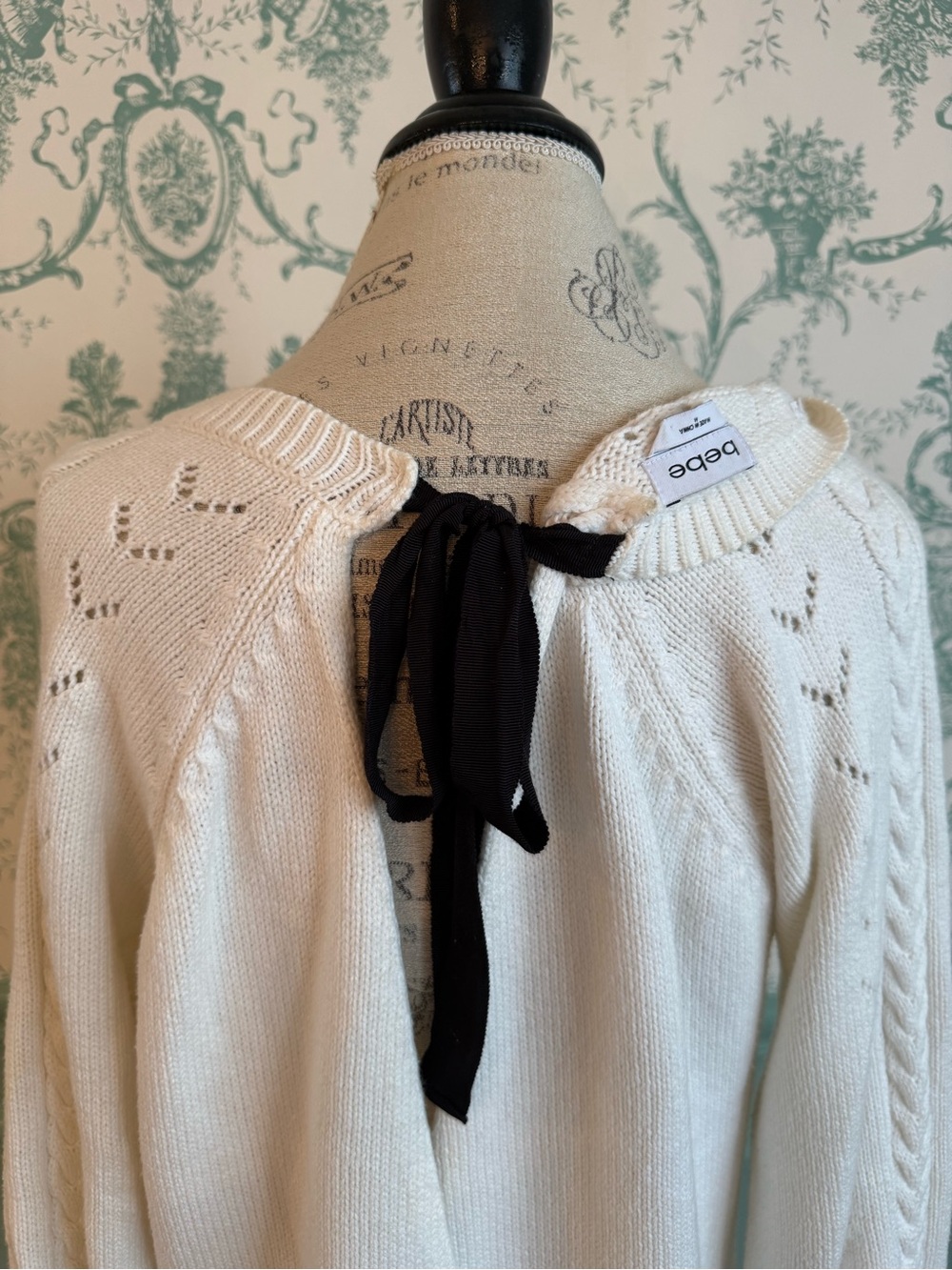 Bebe Open-Back Cable Knit Sweater - Picture 3 of 5